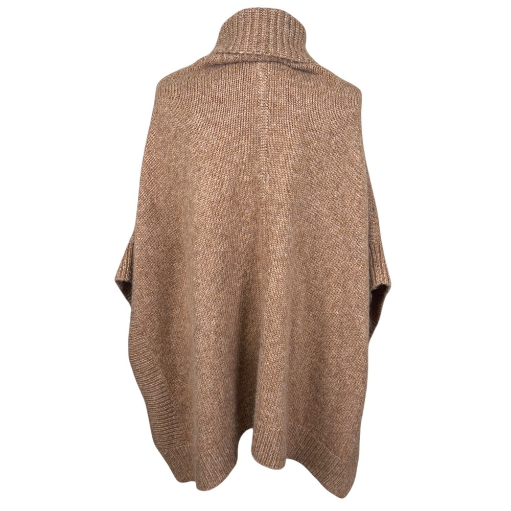J.Crew Poncho Sweater Womens S/M Brown Merino Alpaca Wool Turtleneck Oversized - Picture 2 of 11